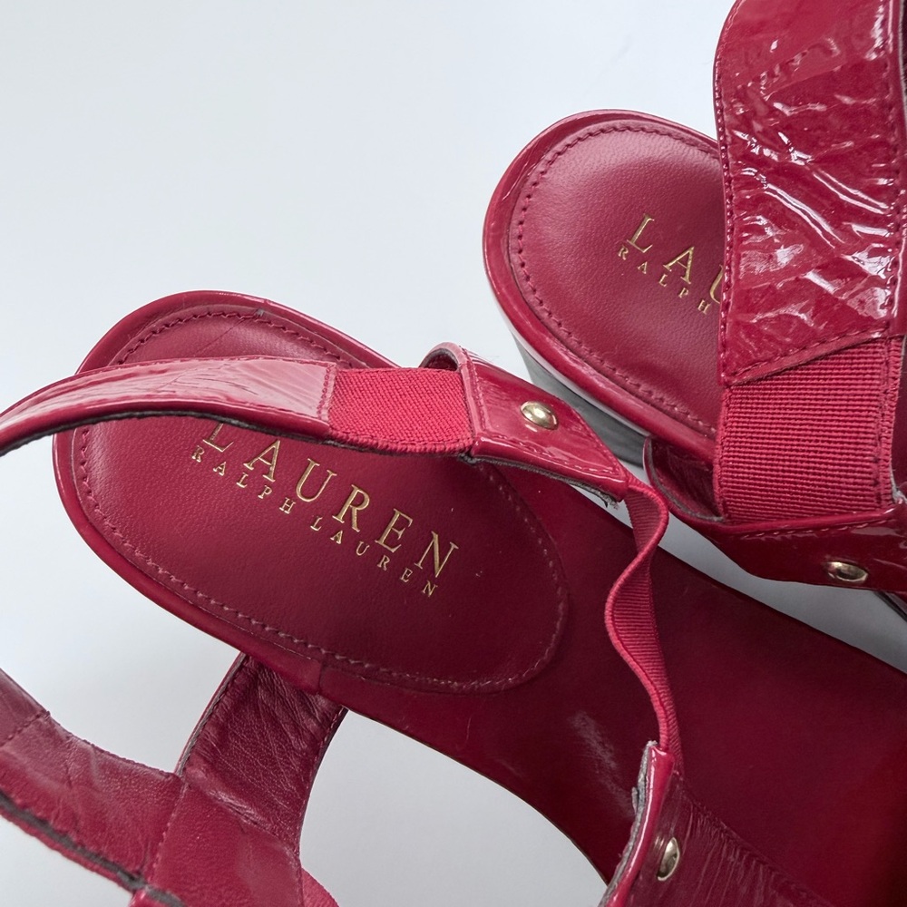 Lauren Ralph Lauren Red Wedge Sandals - Picture 3 of 13